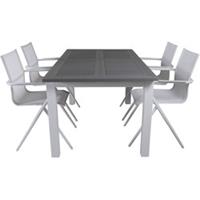 ebuy24 Albany Gartenset Tisch 90x152/210cm und 4 Stühle Alina weiß, grau, cremefarben. - Weiß