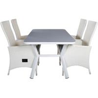 ebuy24 Virya Gartenset Tisch 90x160cm und 4 Stühle Padova weiß, grau. - Weiß