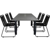 Hioshop Albany tuinmeubelset tafel 90x152/210cm en 6 stoel stapel