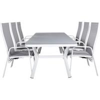 ebuy24 Virya Gartenset Tisch 100x200cm und 6 Stühle Copacabana weiß, grau. - Weiß