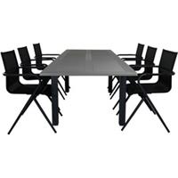 Hioshop Albany tuinmeubelset tafel 90x152/210cm en 6 stoel Alina