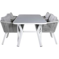 ebuy24 Virya Gartenset Tisch 90x160cm und 4 Stühle Virya weiß, grau. - Weiß