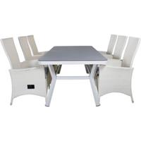 ebuy24 Virya Gartenset Tisch 100x200cm und 6 Stühle Padova weiß, grau.