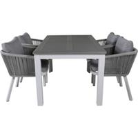 ebuy24 Albany Gartenset Tisch 90x152/210cm und 4 Stühle Virya weiß, grau, cremefarben. - Weiß