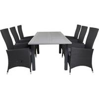 Hioshop Albany tuinmeubelset tafel 90x152/210cm en 6 stoel Padova