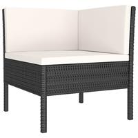 vidaXL 5-delige Loungeset met kussens poly rattan zwart