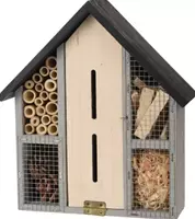 Koopman International INSECTENHOTEL HOUT 25X8.5X29CM - GRIJS