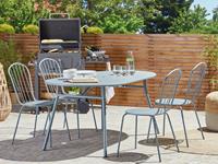 BELIANI Set van 4 Metalen Tuinstoelen Lichtblauw CALVI