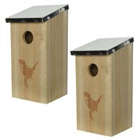 Decoris 3x stuks vogelhuisjes/nestkastjes van vurenhout 12 x 13,5 x 26 cm -