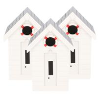 3x stuks houten vogelhuisje/nestkastje wit strandhuisje 21 cm -