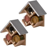 Esschert Design 2x stuks vogelhuisje/pindakaashuisje voor 3 potten vogelpindakaas hout 24 cm -