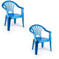 2x Kinderstoelen blauw kunststof 35 x 28 x 50 cm -