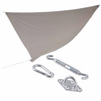 Decoris Schaduwdoek/zonnescherm driehoek grijs 3,6 x 3,6 x 3,6 meter met ophanghaken -