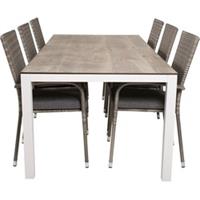 ebuy24 Llama Gartenset Tisch 100x205cm und 6 Stühle Anna grau, cremefarben. - Grau