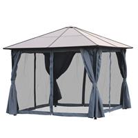 Outsunny paviljoen 3 x 4 m tuinpaviljoen partytent met zijdelen PC dak aluminium donkergrijs