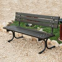 Gartentraum.de Schlichte Sitzbank aus Metall und Holz ohne Armlehne für Stadt und Garten - Even