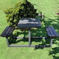 Gartentraum.de Stadtmobiliar - Parkbänke mit Tisch aus Holz und Metall - Snaedis