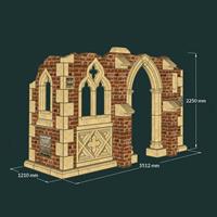 Gartentraum.de Große Gartenruinenmauer über Eck mit Bogentor & Fenstern - Gillingham Ruin