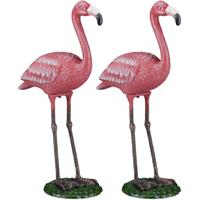 RELAXDAYS 2 x Dekofigur Flamingo, wetterfest, frostfest, Gusseisen, Innen und Außen, Gartendeko, HxBxT 57 x 35 x 17,5 cm, pink