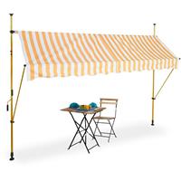 RELAXDAYS Klemmmarkise, 300 cm breit, höhenverstellbar, ohne Bohren, UV-beständig, Sonnenschutz für Balkon, weiß-orange