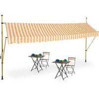 RELAXDAYS Klemmmarkise, 400 cm breit, höhenverstellbar, ohne Bohren, UV-beständig, Sonnenschutz für Balkon, weiß-orange