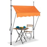RELAXDAYS Klemmmarkise, 150cm breit, höhenverstellbar, Sonnenschutzmarkise Balkon ohne Bohren, UV-beständig, orange/grau