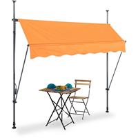 RELAXDAYS Klemmmarkise, 200cm breit, höhenverstellbar, Sonnenschutzmarkise Balkon ohne Bohren, UV-beständig, orange/grau