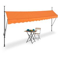 RELAXDAYS Klemmmarkise, 400cm breit, höhenverstellbar, Sonnenschutzmarkise Balkon ohne Bohren, UV-beständig, orange/grau