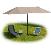 RELAXDAYS Doppelsonnenschirm, 460 x 270 cm, großer Sonnenschirm mit Kurbel, Garten & Terrasse, UV 30+, Ovalschirm, beige - 