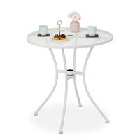 RELAXDAYS Gartentisch, mit Schirmloch & Stöpsel, Gitter-Optik, robuster Stahl, HxD: 72 x 70 cm, runder Balkontisch, weiß