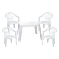 Merkloos Kunststof kindertuinset tafel met 4 stoelen wit -