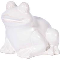 Dobar Dekorative Gartenfigur 'Frosch' in hellem Weiß, Tierfigur aus Keramik, 21x22x17 cm, glasiert