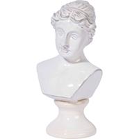 Dobar Dekorative Gartenfigur 'Frau', Büste aus Keramik, 17 x 14 x 32,5 cm, glasiert, Weiß