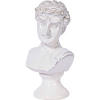 Dobar Dekorative Gartenfigur 'Mann', Büste aus Keramik, 17 x 14 x 33 cm, glasiert, Weiß