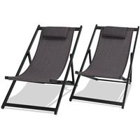 FRANKYSTAR Mezzaluna - Set aus 2 klappbaren Liegestühlen aus Aluminium und Textilene. Design-Gartenliege mit 4-fach verstellbarer Rückenlehne