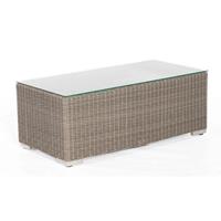SONNENPARTNER Lounge-Tisch Residence 120x60 cm Aluminium mit Polyrattan stone-grey mit Glas Loungeti