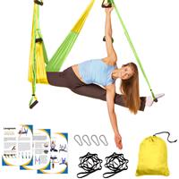 LEOGREEN Aerial Yoga Schaukel Yoga Hängematte Set mit Tragetasche und Verlängerungsgurten, Trapez Sling für Home Gym Anti-Schwerkraft Inversion Pilate