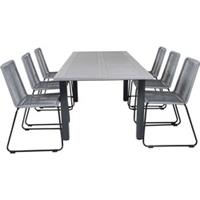 Hioshop Albany tuinmeubelset tafel 90x152/210cm en 6 stoel A Lindos