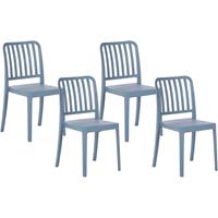 BELIANI Gartenstühle im 4er Set Blau aus Kunststoff Balkon Terrasse Gartenzubehör Indoormöbel Outdoormöbel Plastikstühle Modern - Blau
