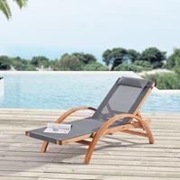 [EN.CASA] Sonnenliege Ikaria 195x75x94cm Dunkelgrau - 