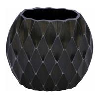 SPETEBO Edle Aluminium Vase im Wabenmuster - oval / 17 cm
