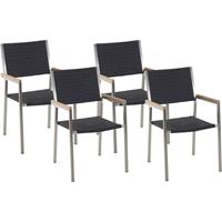 BELIANI Tuinstoelen, set van 4 zwart wicker GROSSETO