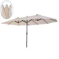 Sunny Dubbele parasol 48 mm met slingerhandvat crème wit 460 x 270 x 240 cm