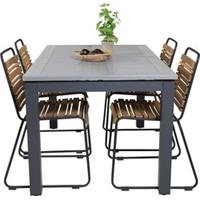 Hioshop Albany tuinmeubelset tafel 90x152/210cm en 4 stoel Bois