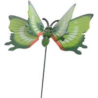 Decoris Metalen Vlinder Groen 11 X 70 Cm Op Steker - Tuinbeelden