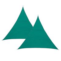 Hesperide Set van 2x stuks polyester schaduwdoek/zonnescherm Curacao driehoek mint groen 2 x 2 x 2 meter -