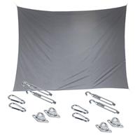 Hesperide Premium kwaliteit schaduwdoek/zonnescherm Shae rechthoekig grijs 3 x 4 meter met ophanghaken -
