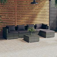 vidaXL 6-tlg. Garten-Lounge-Set mit Kissen Poly Rattan Grau 