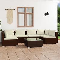 vidaXL 7-delige Loungeset met kussens poly rattan bruin