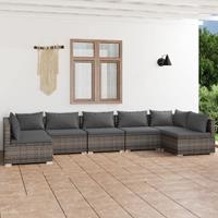 vidaXL 7-delige Loungeset met kussens poly rattan grijs